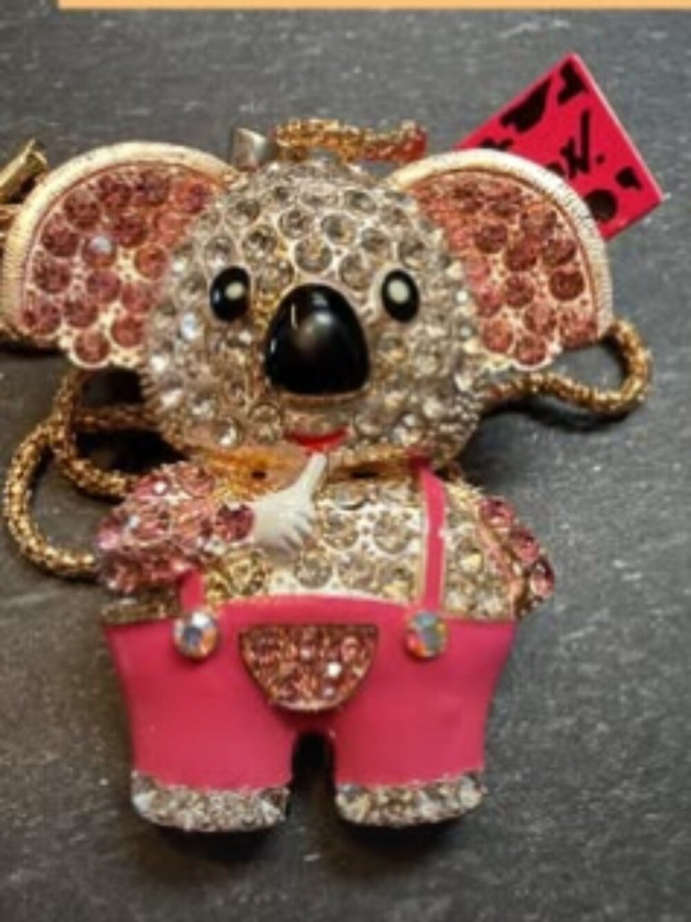 Betsey Johnson Overalls Koala Bear Pendant Necklace